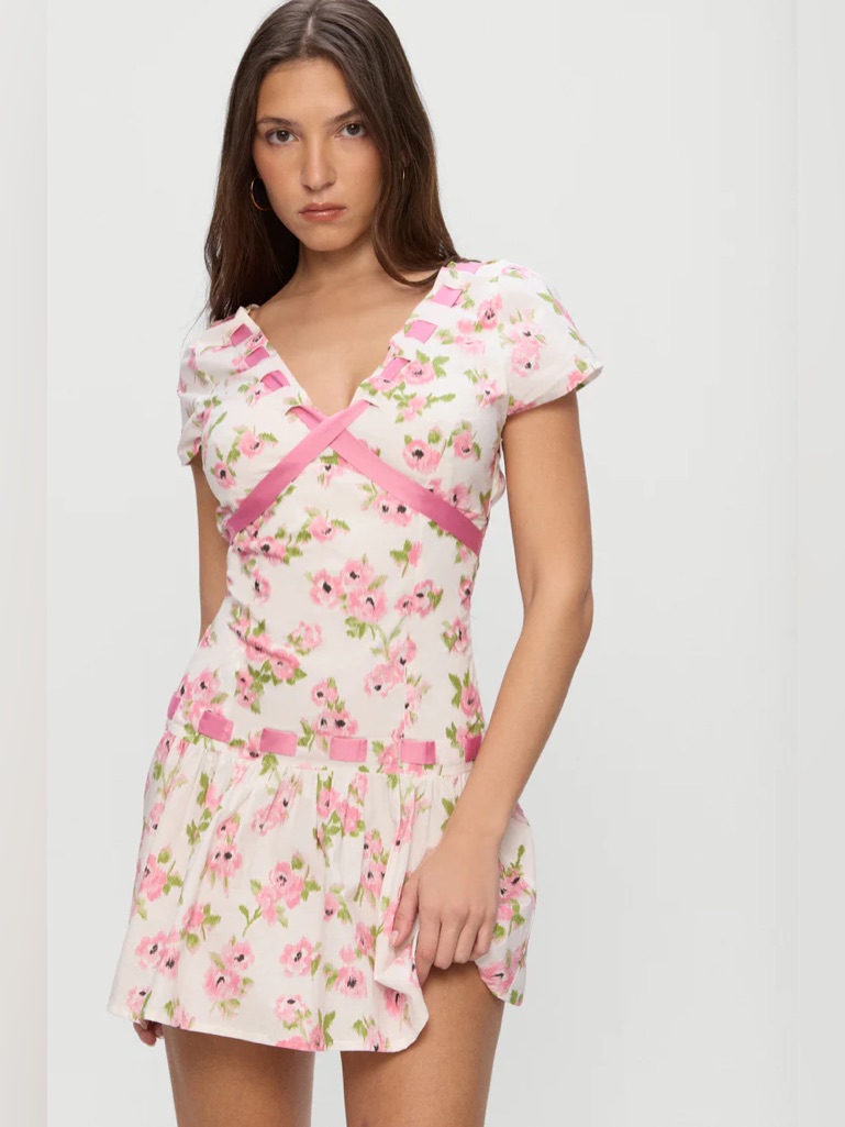 Frankies Bikinis Belladonna Cotton Floral Mini Dress